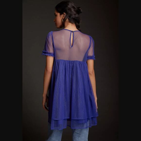 New Anthropologie Ruffled Tulle Mini Dress - Size 2 - Picture 3 of 4